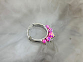 16G Silver Round Pink Opal Center Hinged Septum Clicker Ring